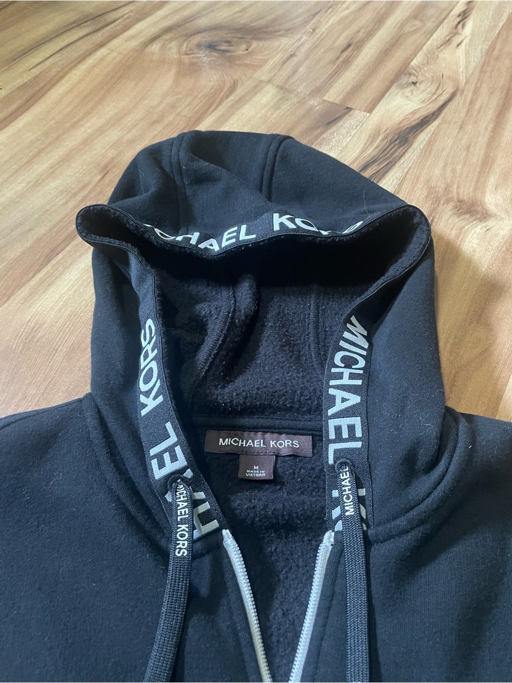 MK Michael Kors Women's Black Full Zip Logo Trim Hoodie Size M - Picture 4 of 8
